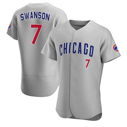 Chicago Cubs #7 Dansby Swanson Gray MIKSHPS Flex Base Stitched Jersey