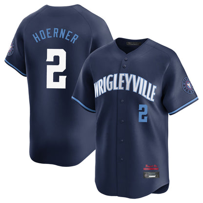 Chicago Cubs #2 Nico Hoerner Player Navy MIKSHPS City Connect Limited Home Stitched Jerseys