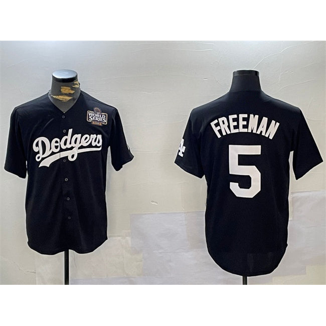 Los Angeles Dodgers #5 Freddie Freeman Black MIKSHPS 2024 World Series Cool Base Stitched Jersey 2