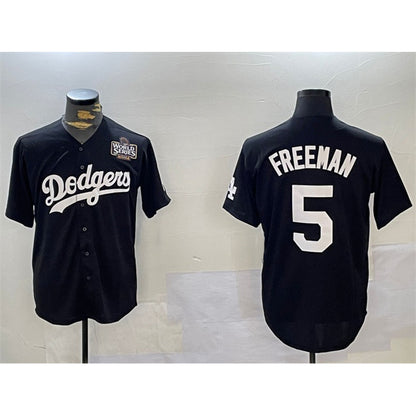 Los Angeles Dodgers #5 Freddie Freeman Black MIKSHPS 2024 World Series Cool Base Stitched Jersey 2
