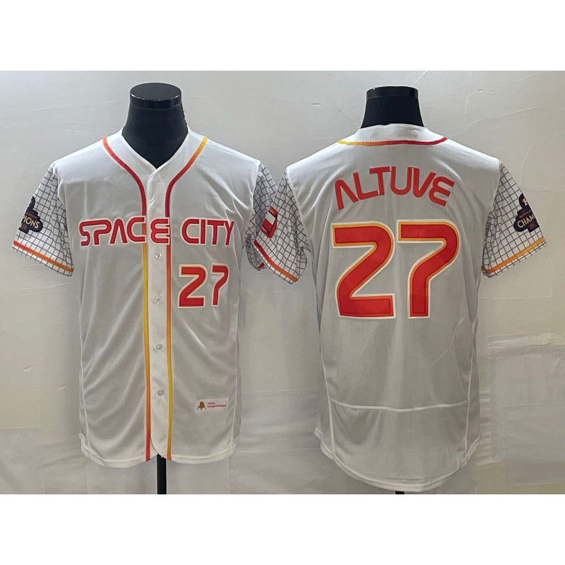 Houston Astros #27 Jose Altuve Number White MIKSHPS 2023 City Connect Flex Base Stitched Jersey 2
