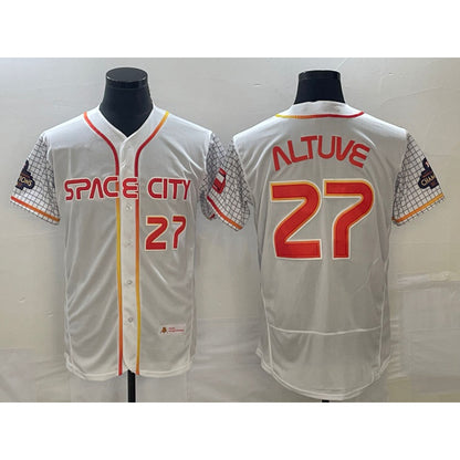 Houston Astros #27 Jose Altuve Number White MIKSHPS 2023 City Connect Flex Base Stitched Jersey 2