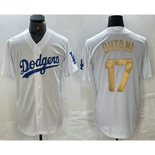 Los Angeles Dodgers #17 Shohei Ohtani White Gold MIKSHPS Stitched Cool Base Jerseys