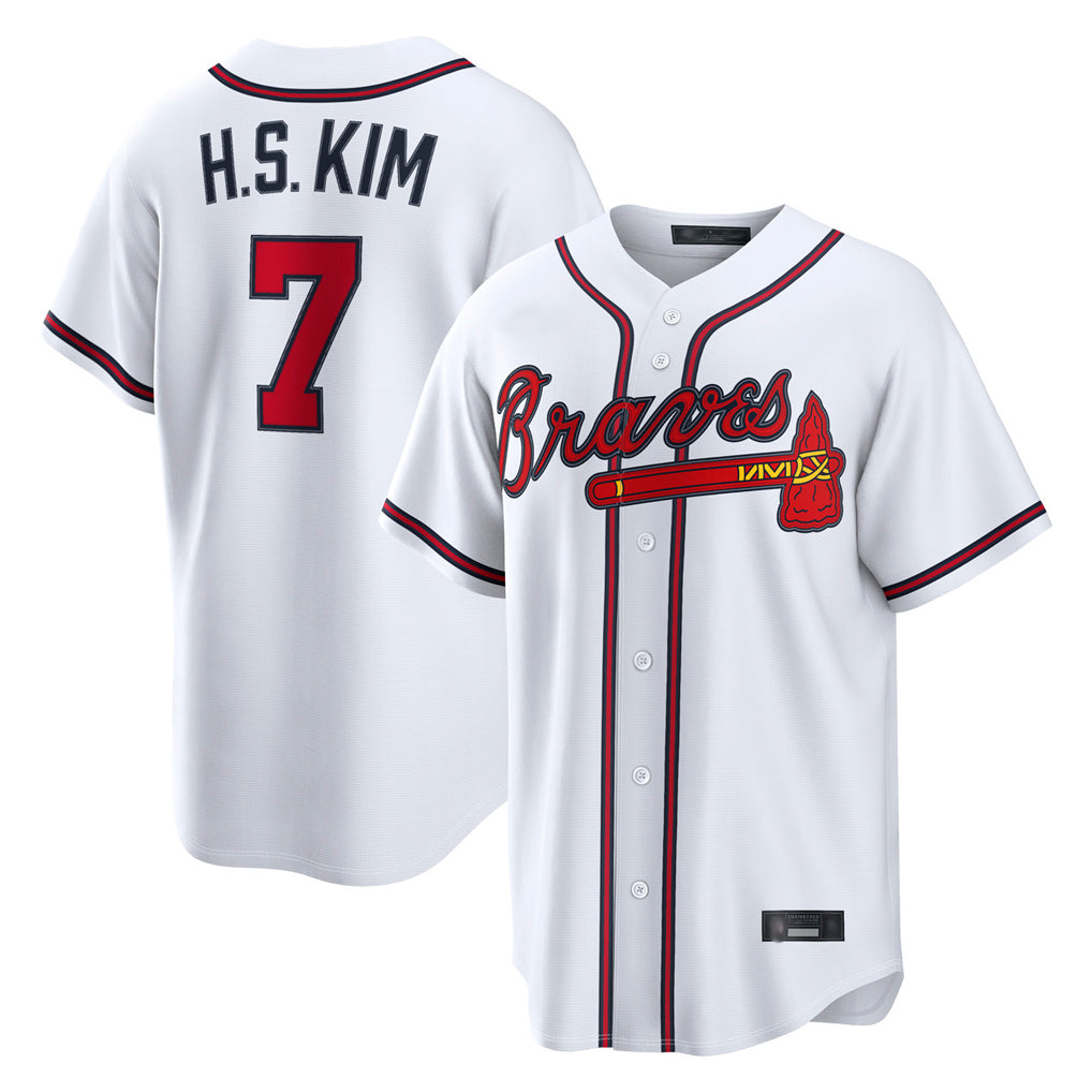 Atlanta Braves #7 Ha-Seong Kim Player White MIKSHPS Home Game Stitched Jerseys