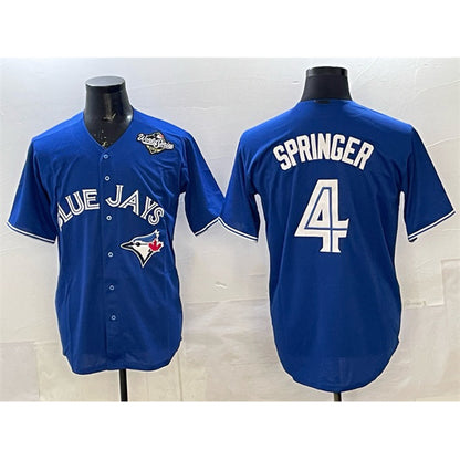 Toronto Blue Jays #4 George Springer Navy MIKSHPS 2025 World Series Home Cool Base Stitched Jersey