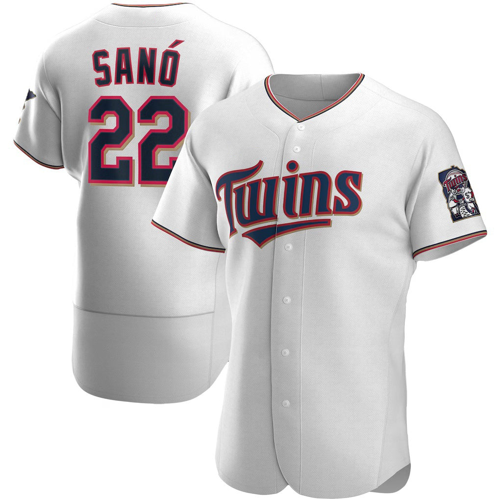 Minnesota Twins #22 Miguel Sano White MIKSHPS Home Authentic Player Jersey