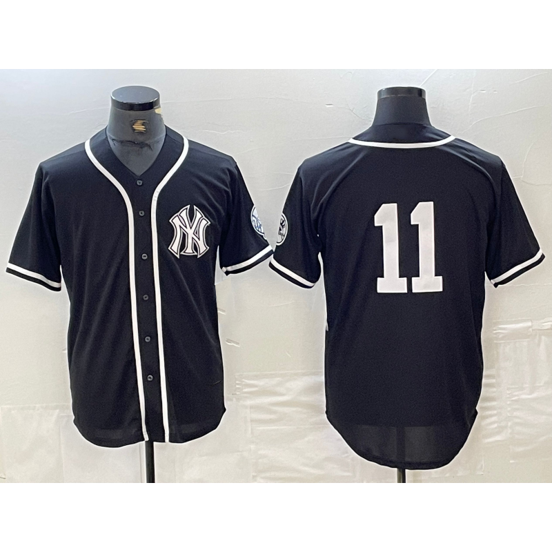 New York Yankees #11 Anthony Volpe No Name Black White MIKSHPS Cool Base Stitched Jersey