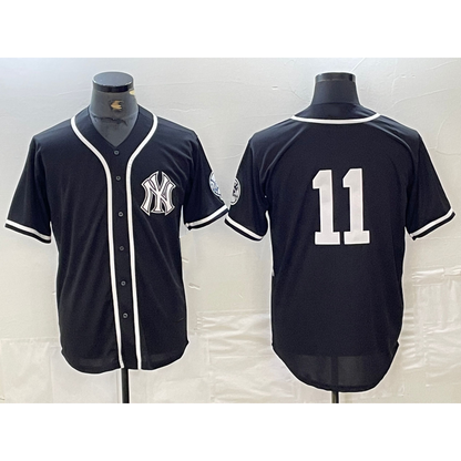New York Yankees #11 Anthony Volpe No Name Black White MIKSHPS Cool Base Stitched Jersey