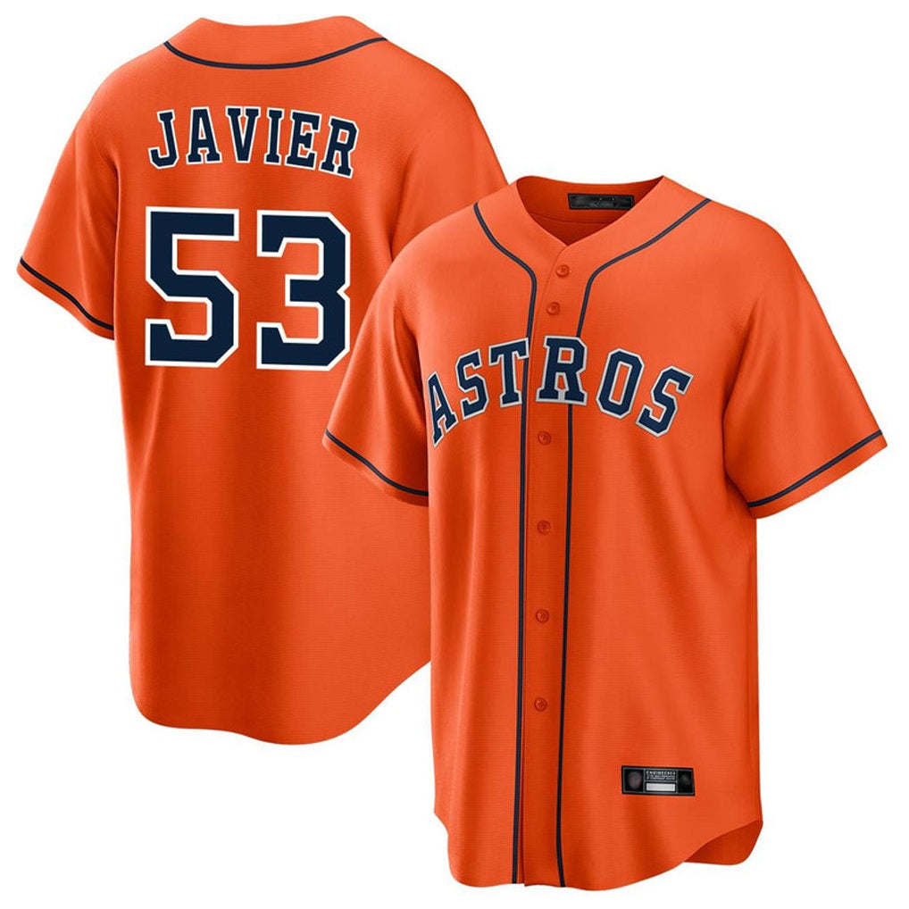 Houston Astros #53 Cristian Javier Player Orange MIKSHPS Home Game Stitched Jerseys