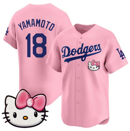 Los Angeles Dodgers #18 Yoshinobu Yamamoto Pink MIKSHPS 2025 Hello Kitty Vapor Limited Stitched Jersey