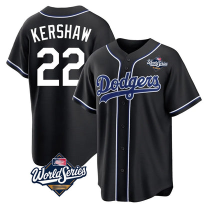 Los Angeles Dodgers #22 Clayton Kershaw Player Black MIKSHPS World Series Carbon Limited Home Stitched Jerseys