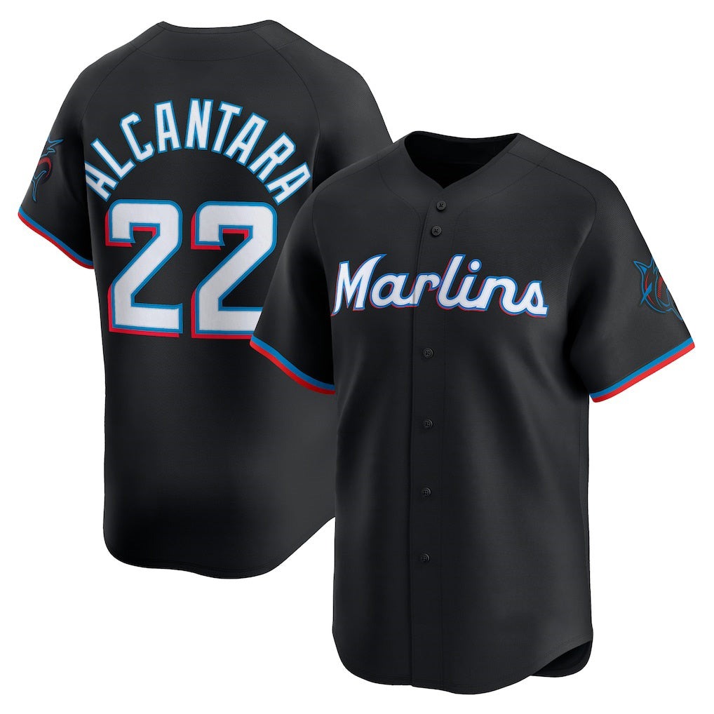 Miami Marlins #22 Sandy Alcantara Black MIKSHPS Alternate Limited Player Jersey