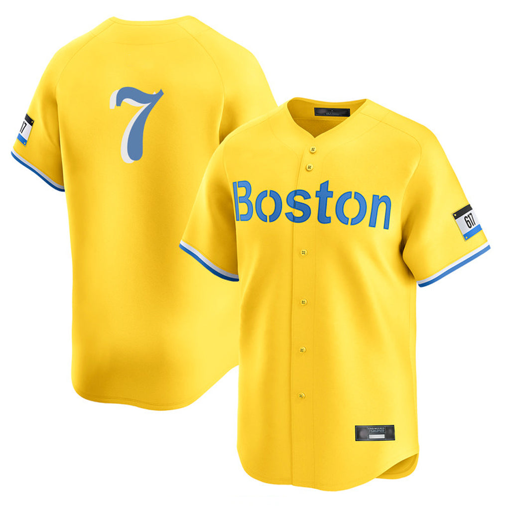 Boston Red Sox #7 Masataka Yoshida Player Yellow MIKSHPS Limited Home Game Stitched Jerseys1