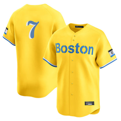 Boston Red Sox #7 Masataka Yoshida Player Yellow MIKSHPS Limited Home Game Stitched Jerseys1