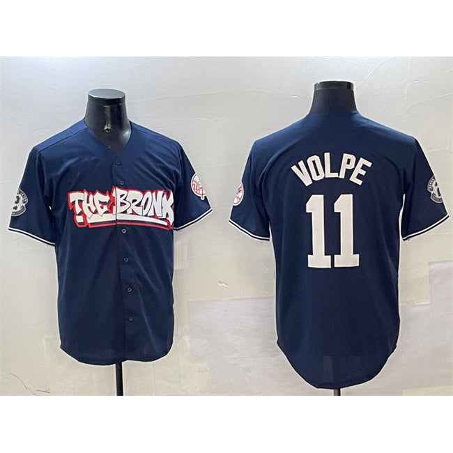 New York Yankees #11 Anthony Volpe Navy MIKSHPS Bronx Graffiti Vapor Limited Stitched Jersey