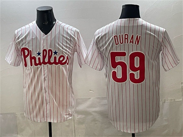 Philadelphia Phillies #59 Jhoan Dur¨¢n White MIKSHPS Cool Base Stitched Jersey