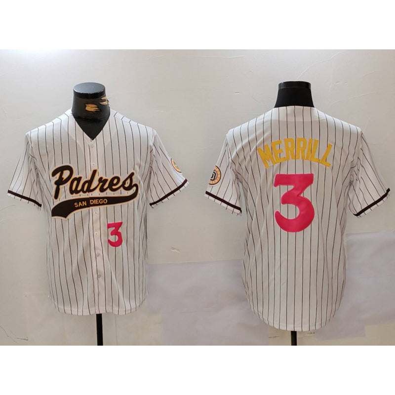 San Diego Padres #3 Jackson Merrill white MIKSHPS Cool Base Stitched Jerseys