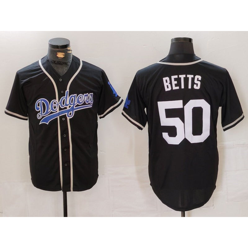 Los Angeles Dodgers #50 Mookie Betts Black White MIKSHPS Cool Base Stitched Jersey