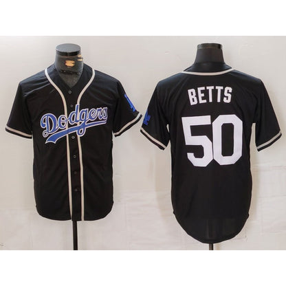 Los Angeles Dodgers #50 Mookie Betts Black White MIKSHPS Cool Base Stitched Jersey