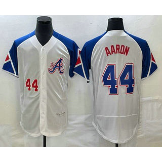Atlanta Braves #44 Hank Aaron Number White MIKSHPS 2023 City Connect Flex Base Stitched Jersey 3