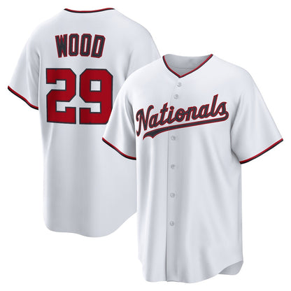 Washington Nationals #29 James Wood White MIKSHPS Home Replica Jersey