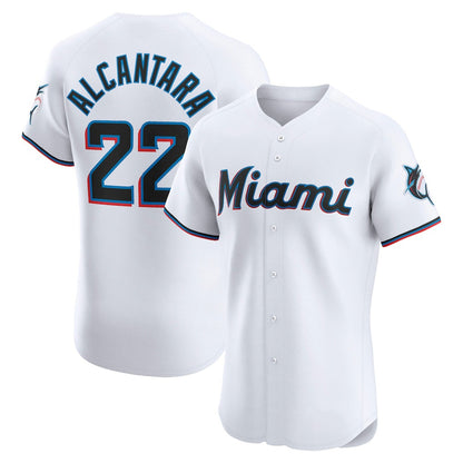 Miami Marlins #22 Sandy Alcantara White MIKSHPS Home Elite Jersey