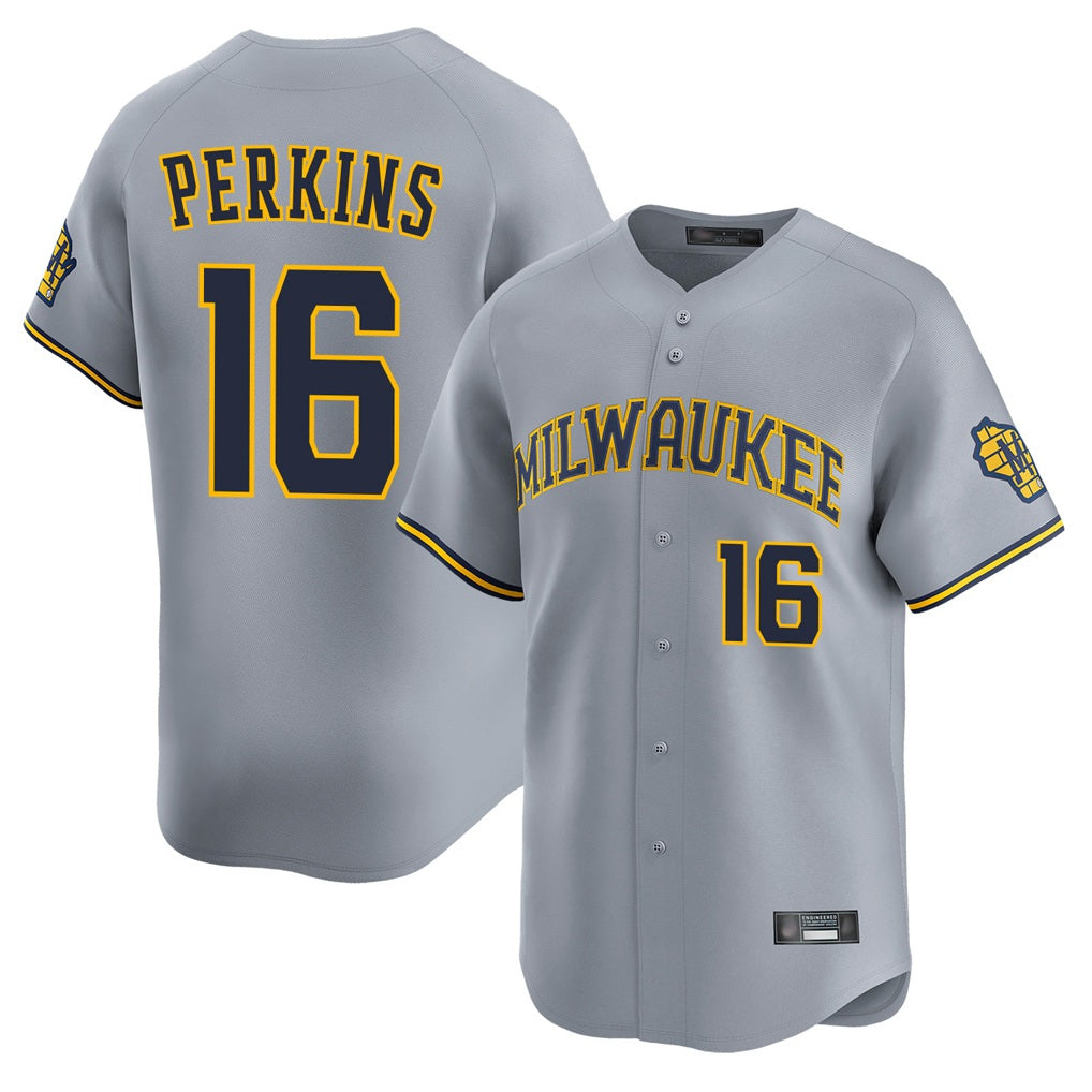 Milwaukee Brewers #16 Blake Perkins Player Gray MIKSHPS Home Limited Stitched Jerseys