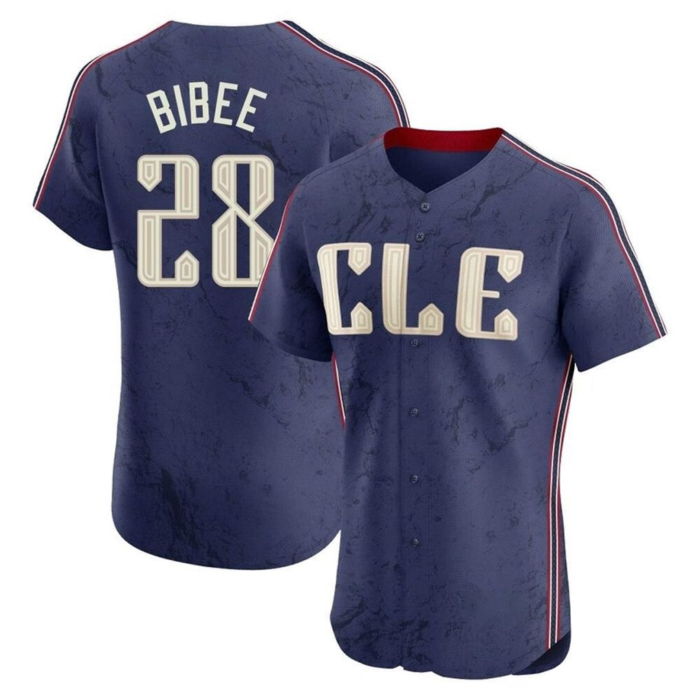 Cleveland Guardians #28 Tanner Bibee Player Navy MIKSHPS City Connect Limited Elite Home Stitched Jerseys