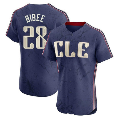 Cleveland Guardians #28 Tanner Bibee Player Navy MIKSHPS City Connect Limited Elite Home Stitched Jerseys