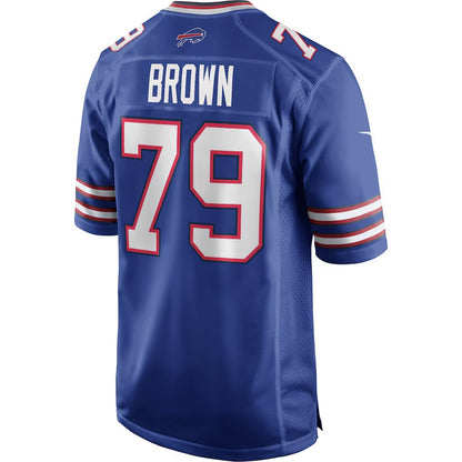B.Bills #79 Ruben Brown Royal MIKSHPS Game Retired Player Jersey