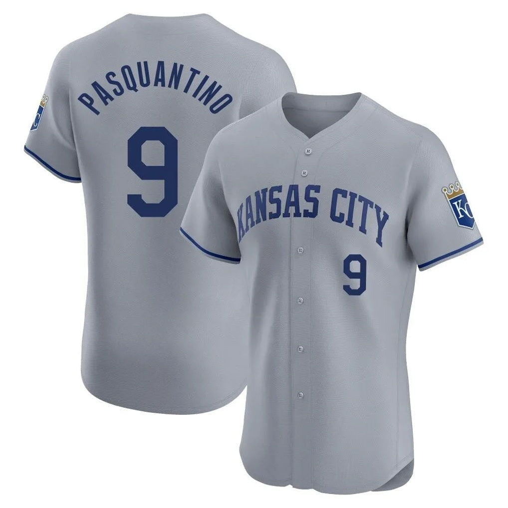 Kansas City Royals #9 Vinnie Pasquantino Player Gray MIKSHPS Limited Elite Home Stitched Jerseys