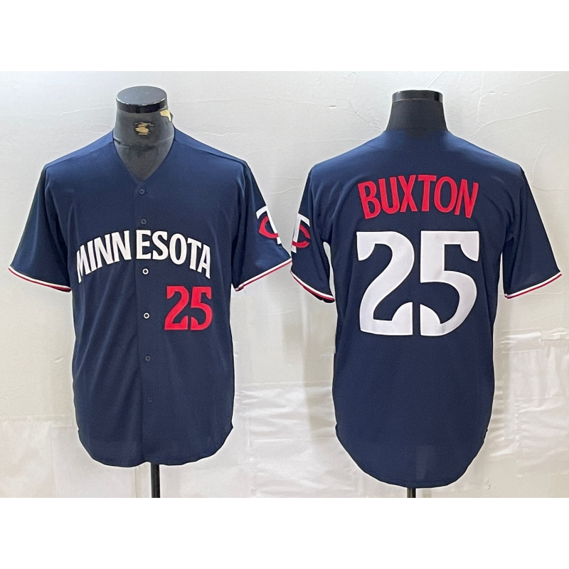 Minnesota Twins #25 Byron Buxton Number 2023 Navy Blue MIKSHPS Cool Base Stitched Jersey 2
