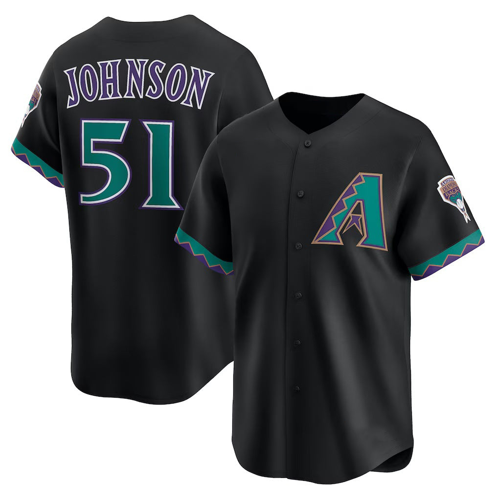 Arizona Diamondbacks #51 Randy Johnson Black MIKSHPS Throwback Cooperstown Collection Limited Jersey