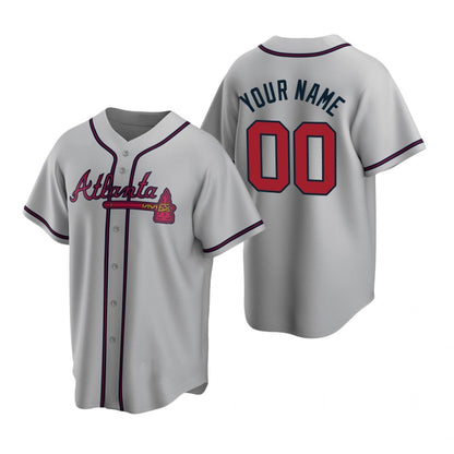 Custom Atlanta Braves Gray MIKSHPS 2020 Stitched Cool Base Road Jersey