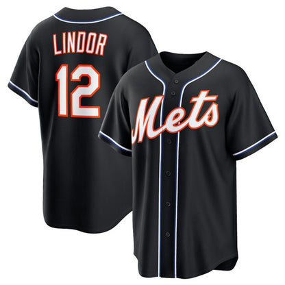 New York Mets #12 Francisco Lindor 2026 Black MIKSHPS Out Stitched Jersey