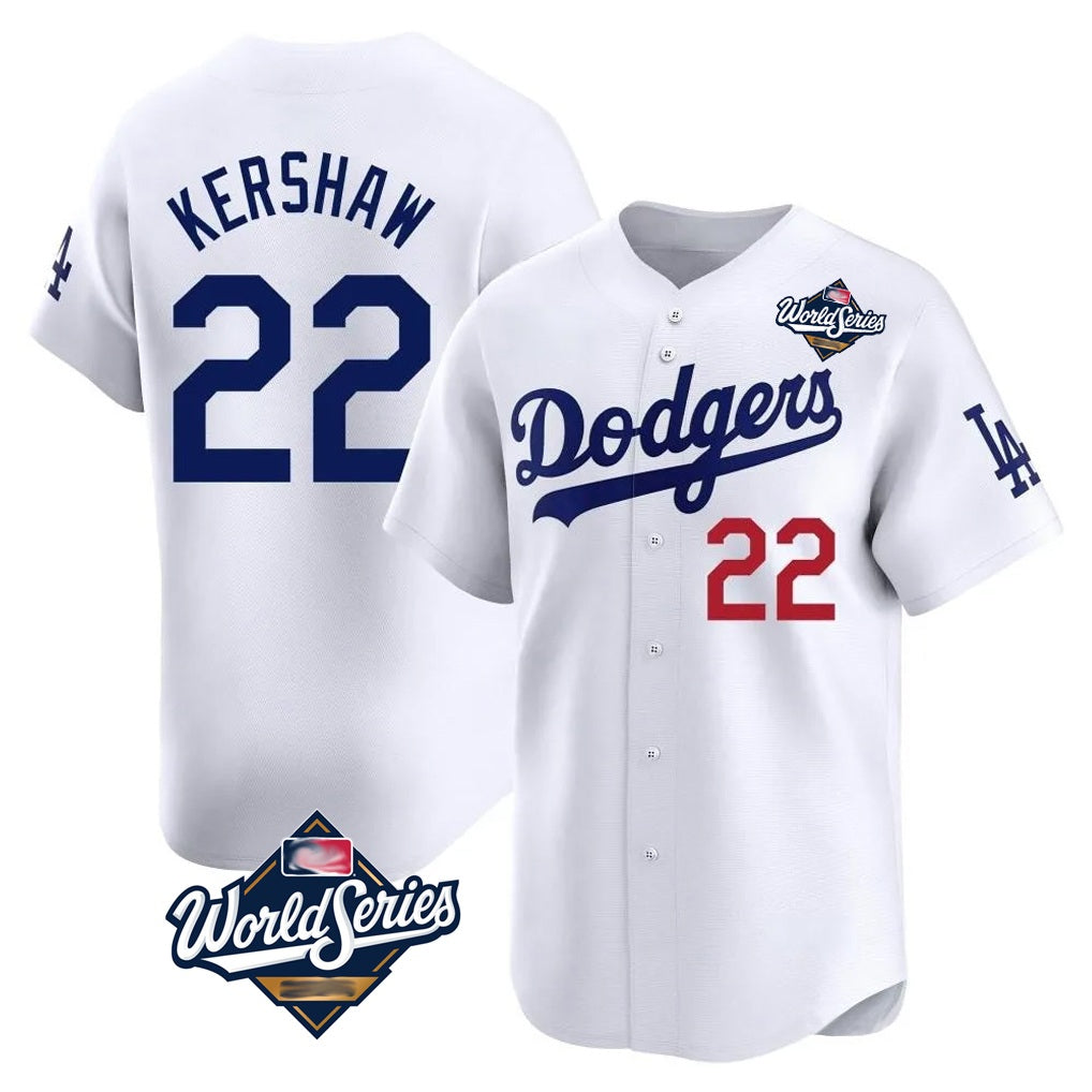 Los Angeles Dodgers #22 Clayton Kershaw Player White MIKSHPS World Series Limited Home Stitched Jerseys