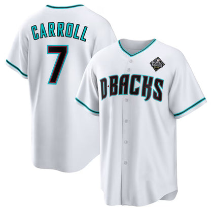 Arizona Diamondbacks #7 Corbin Carroll White MIKSHPS 2023 World Series Cool Base Stitched Jerseys