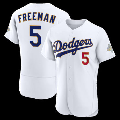Los Angeles Dodgers #5 Freddie Freeman White MIKSHPS 2026 Gold Collection Authentic Jersey