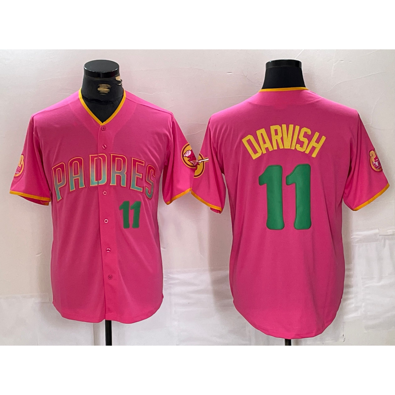 San Diego Padres #11 Yu Darvish Pink MIKSHPS Player Number Fashion Jersey