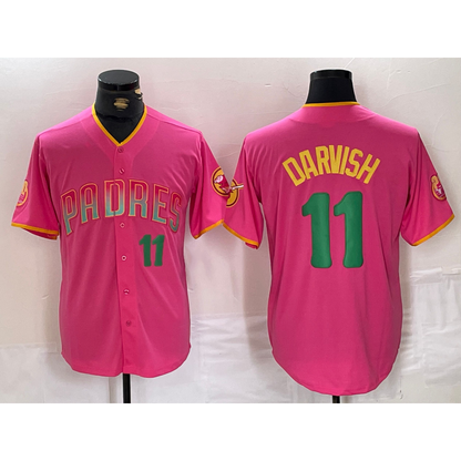 San Diego Padres #11 Yu Darvish Pink MIKSHPS Player Number Fashion Jersey