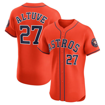 Houston Astros #27 Jose Altuve Orange MIKSHPS Alternate Elite Player Jersey