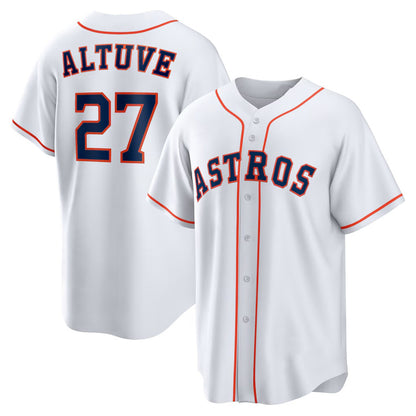 Houston Astros #27 Jose Altuve White MIKSHPS Home Replica Player Name Jersey