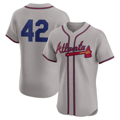 Atlanta Braves #42 Jackie Robinson Gray MIKSHPS Flex Base Stitched Jersey
