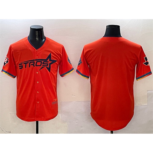 Houston Astros Blank Orange MIKSHPS 2025 City Connect With Texas Patch Limited Stitched Jersey