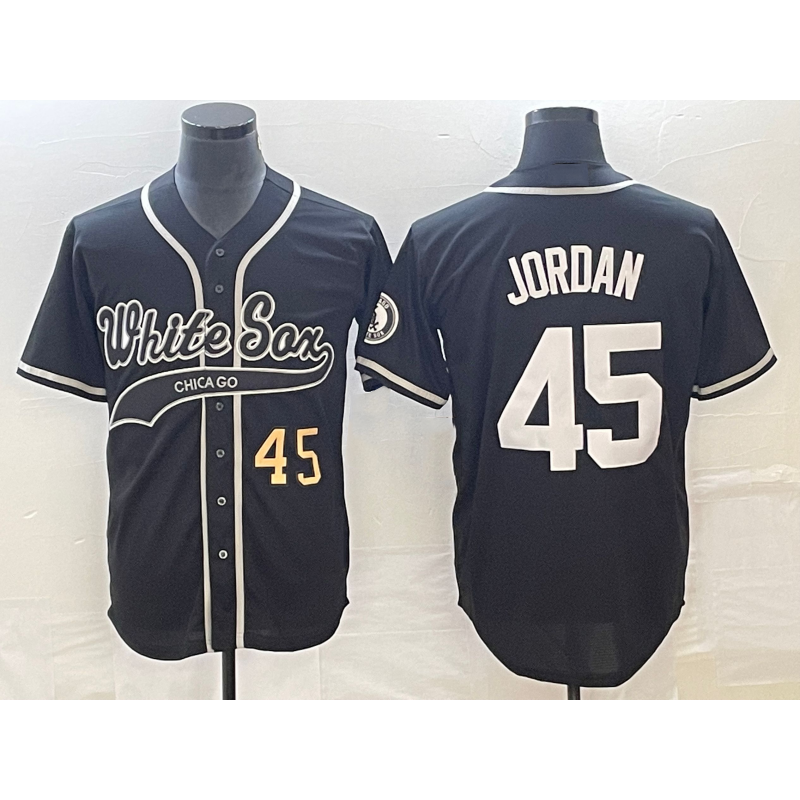 Chicago White Sox #45 Michael Jordan Number Black MIKSHPS Cool Base Stitched Jersey