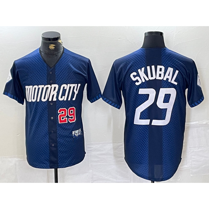 Detroit Tigers #29 Tarik Skubal Number 2024 Navy MIKSHPS City Connect Cool Base Limited Stitched Jersey