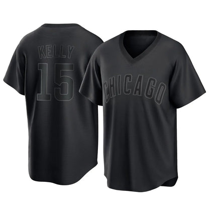 Chicago Cubs #15 Carson Kelly Player Black MIKSHPS T-shirt Home Game Stitched Jerseys