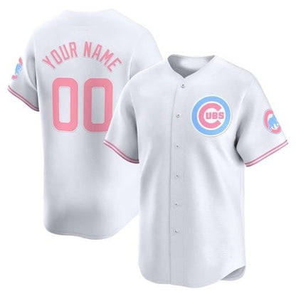 Custom Chicago Cubs Bubblegum Pink Vapor Premier Limited Jersey ¨C White MIKSHPS