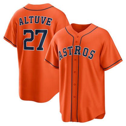 Houston Astros #27 Jose Altuve Orange MIKSHPS Alternate Replica Player Name Jersey