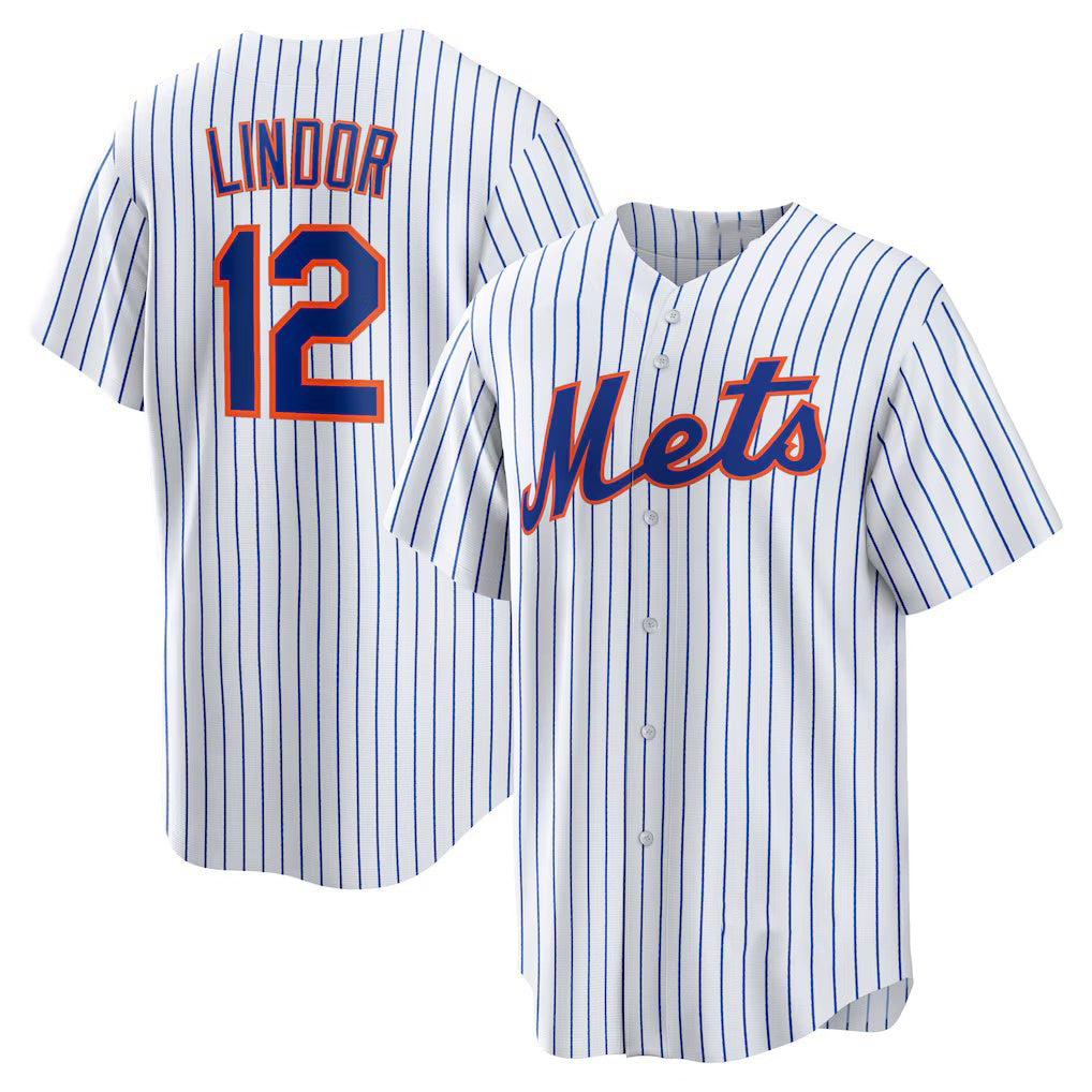New York Mets #12 Francisco Lindor White MIKSHPS Home Replica Player Jersey